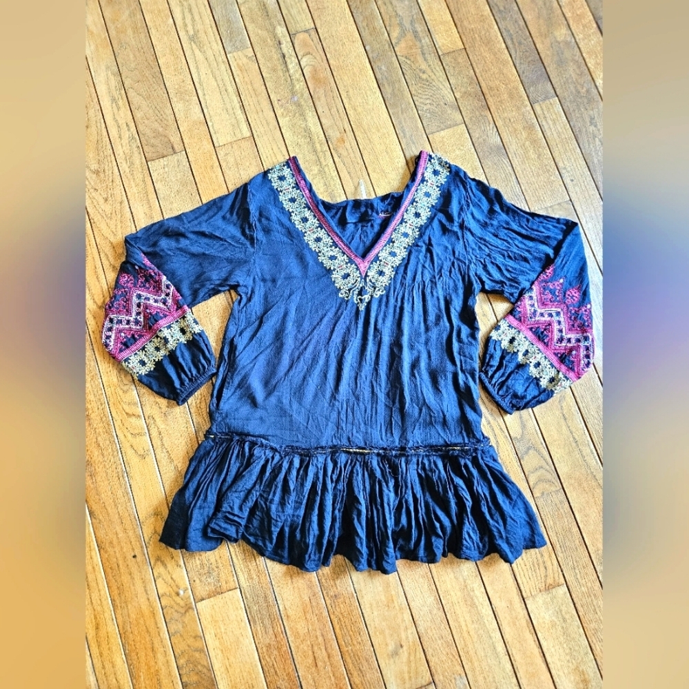 FREE PEOPLE Black Peasant Blouse - Picture 1 of 7
